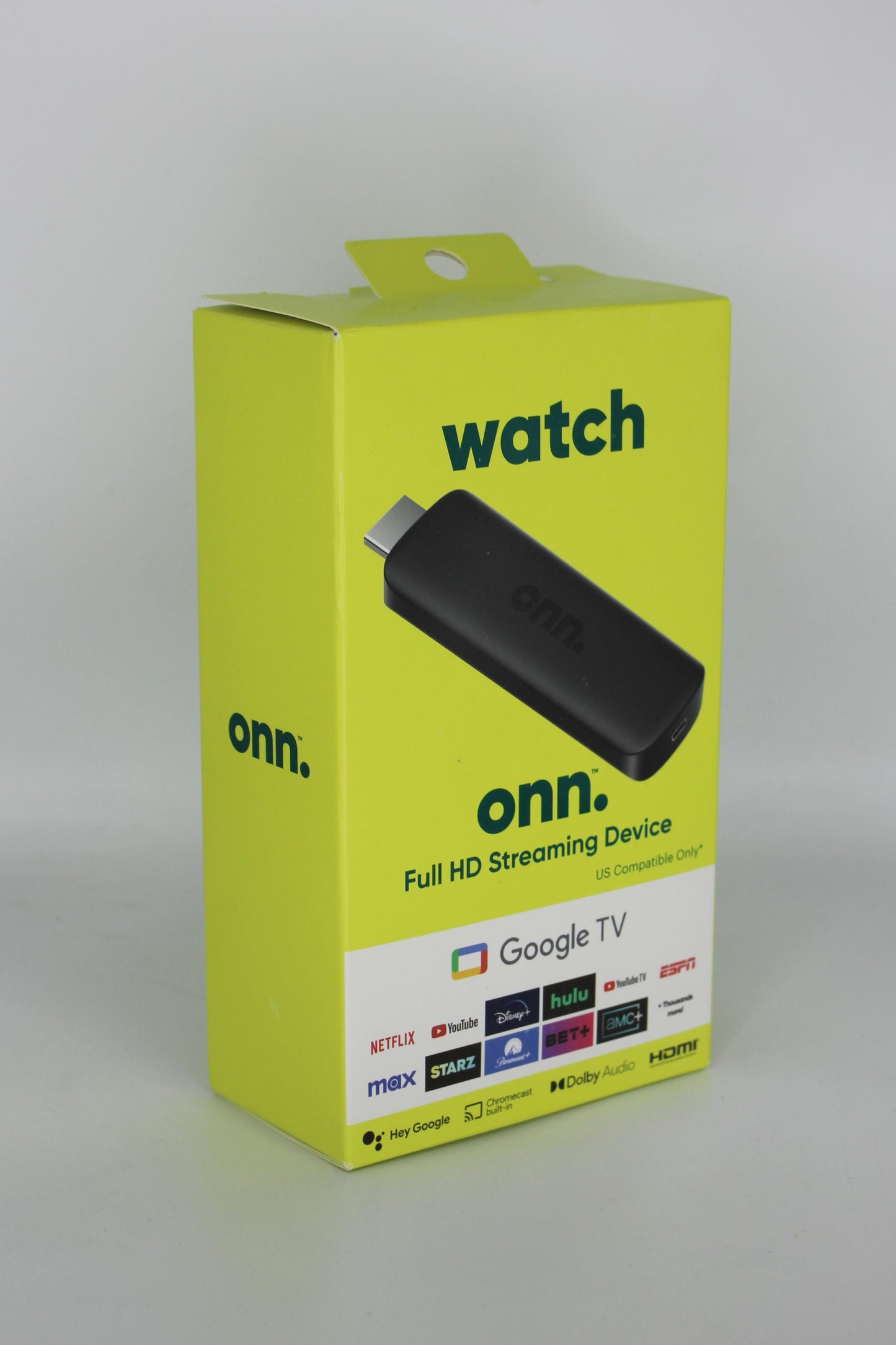 Watch Onn 2k FHD Streaming Stick con acceso a +1.300 canales.