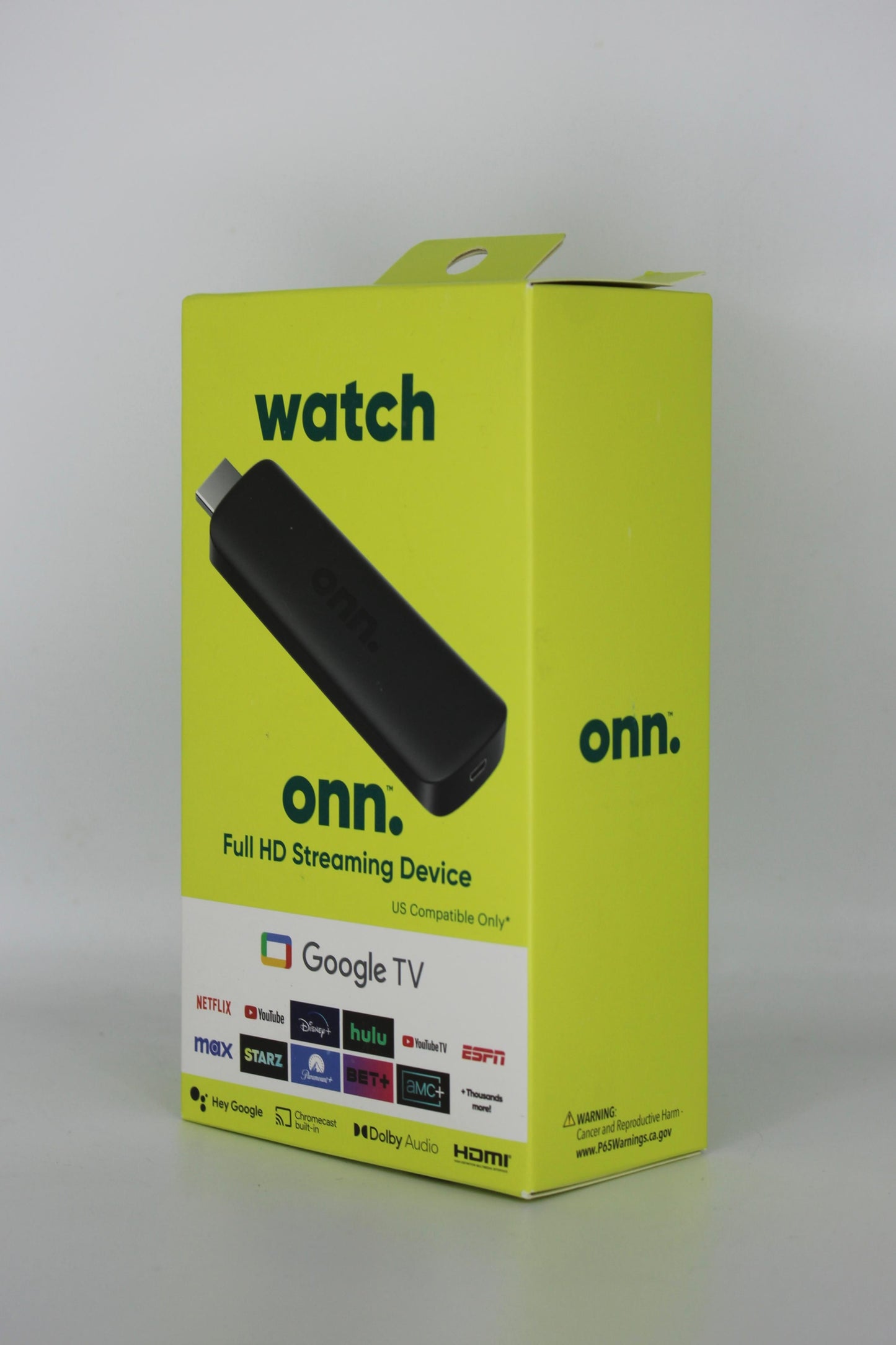 Watch Onn 2k FHD Streaming Stick con acceso a +1.300 canales.