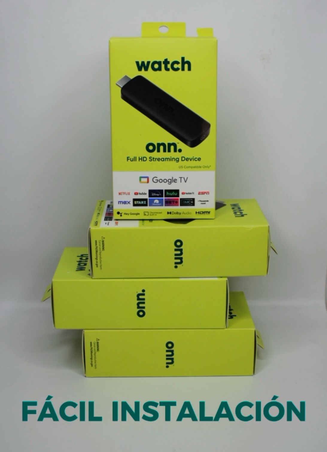 Watch Onn 2k FHD Streaming Stick con acceso a +1.300 canales.